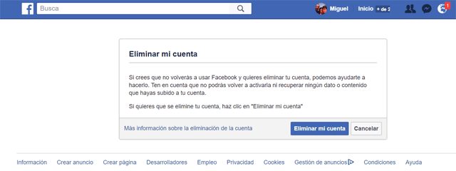 eliminar facebook