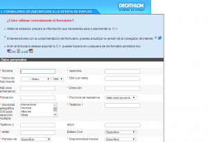 formulario decathlon
